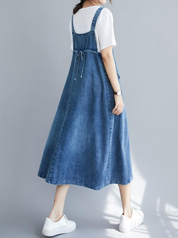 Original Solid Denim Strapless Dress