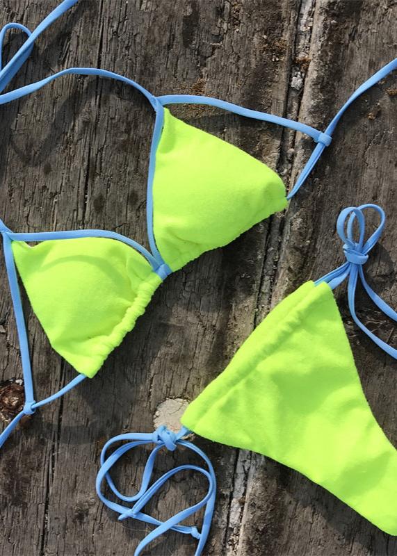 Neon Glow Triangle Bikini Set