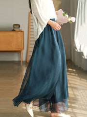 Casual Solid Color Chiffon Column Wide Leg Pants&Skirt