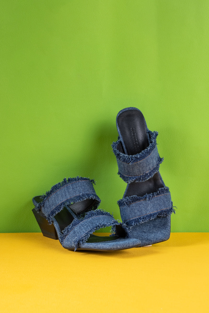 Socialite Denim Low-Heel Sandal - Denim Blue