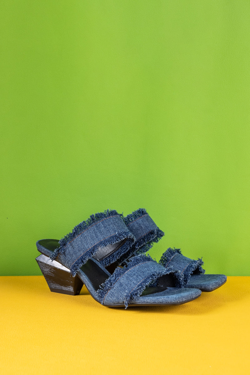 Socialite Denim Low-Heel Sandal - Denim Blue