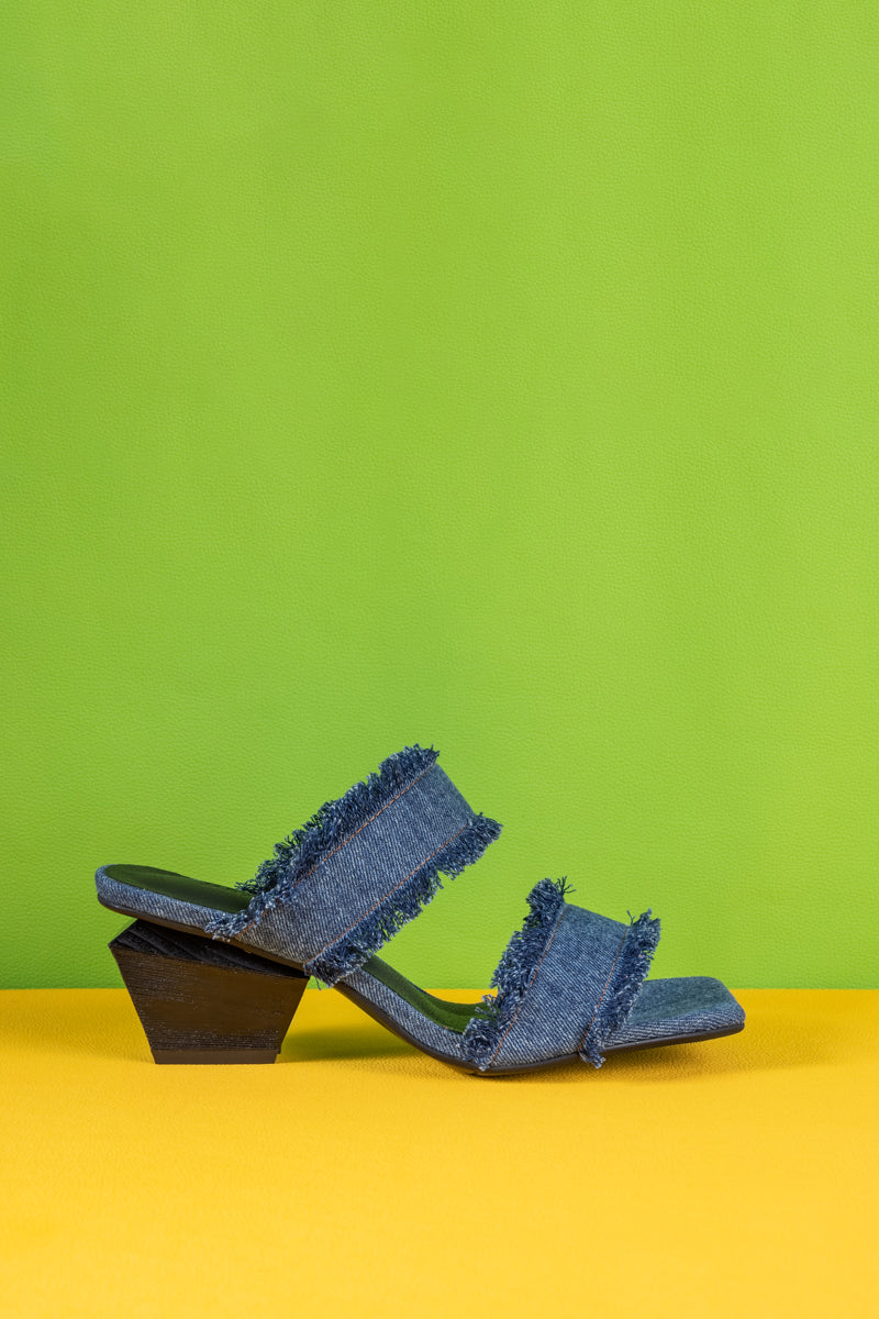 Socialite Denim Low-Heel Sandal - Denim Blue