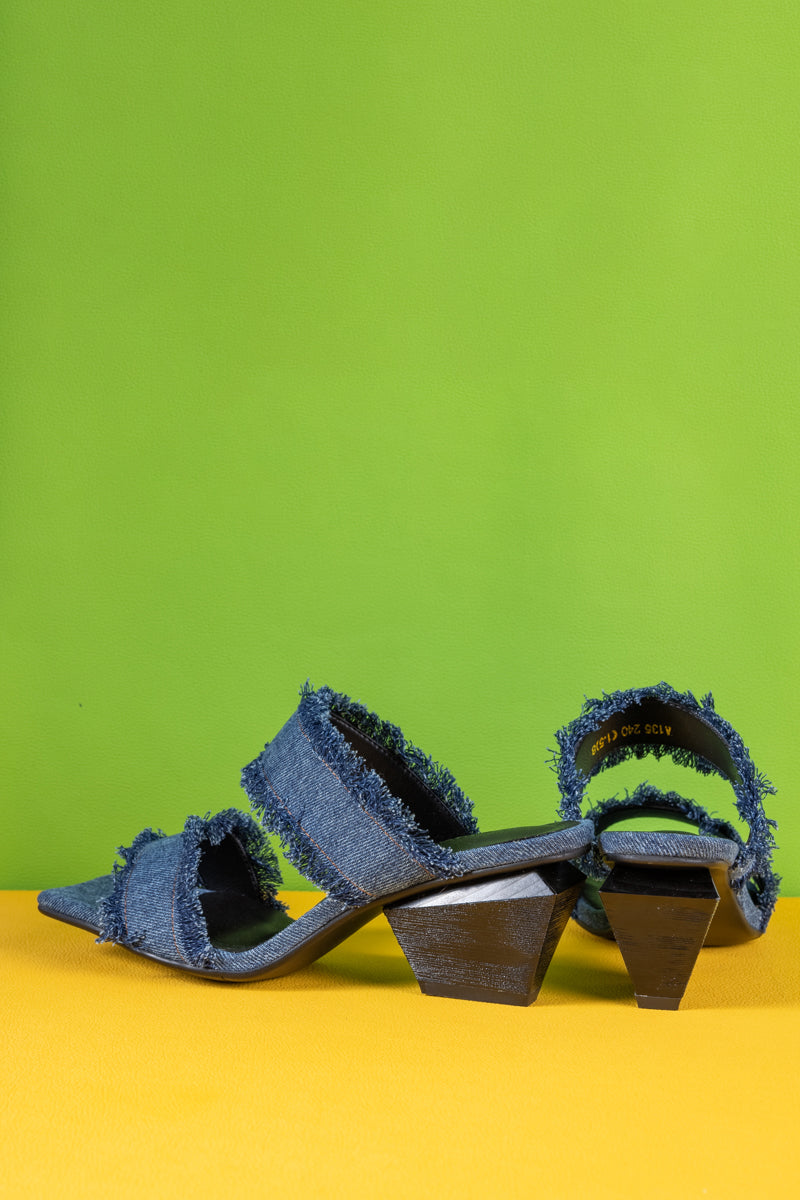 Socialite Denim Low-Heel Sandal - Denim Blue