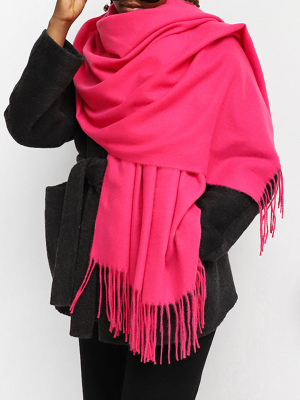 Solid Color Tasseled Shawl&Scarf