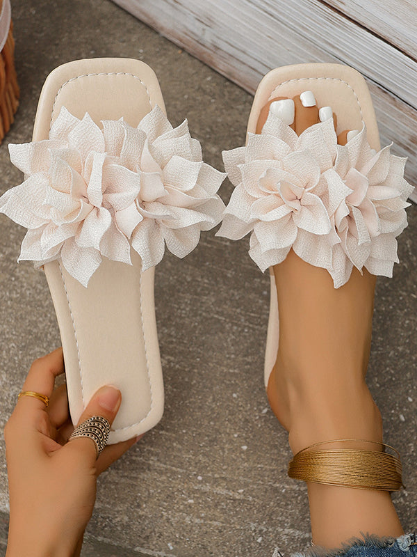 Flower Shape Open Toe Split-Joint Flat Shoes Slippers