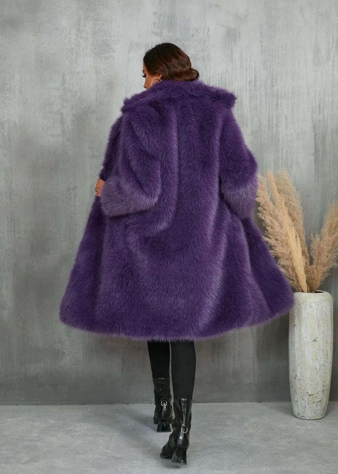 Statement Faux Fur Suit Collar Coat