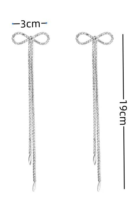 Diamante Bowknot Tassel Earrings