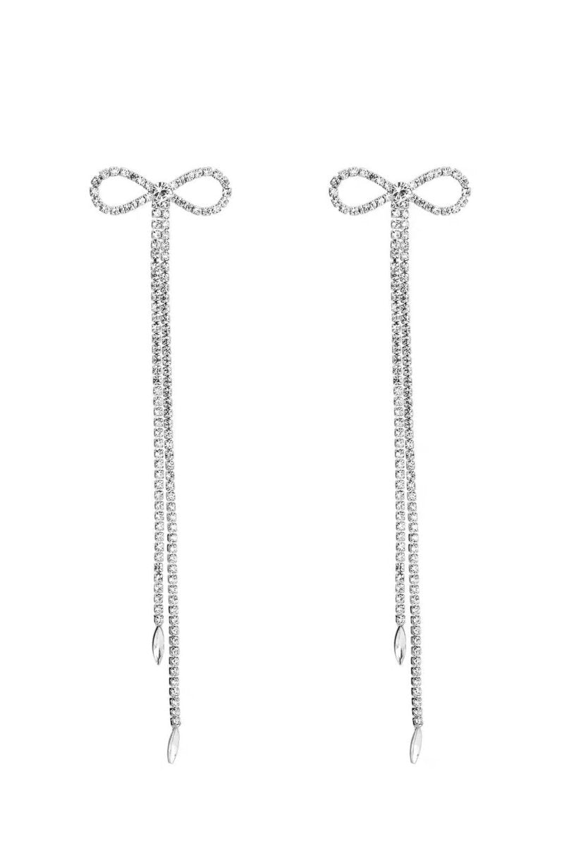 Diamante Bowknot Tassel Earrings