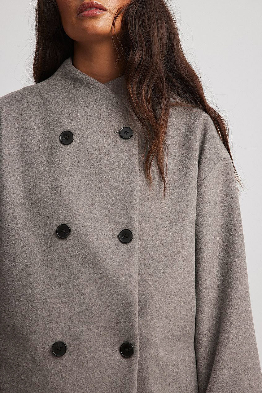 Solid Woolen Bottom Long Sleeve Jacket