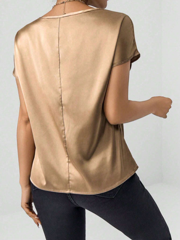 Batwing Sleeves Loose Solid Color Round-Neck T-Shirts Tops