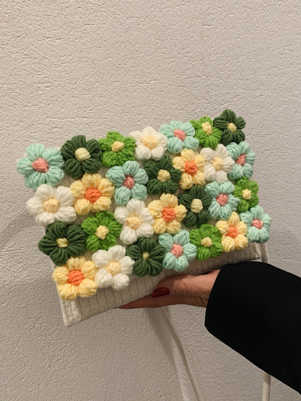 Flower Print Knitted Flower Bags Crossbody Bags