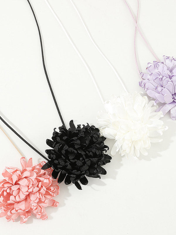 Solid Color Three-Dimensional Flower Tied Necklaces Accessories