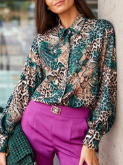 Long Sleeves Loose Printed Lapel Blouses&Shirts Tops