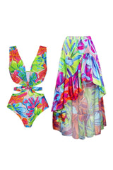 Frica Printed Cut-out Ruffle Two-pieces Swimset