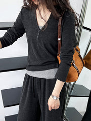 Long Sleeves Buttoned Hooded  T-Shirts Top + Vest Top + Wide Leg Drawstring Elasticity Pants Bottom Three Pieces Set