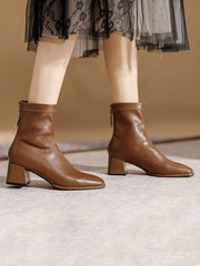 Split-Joint Square-Toe Zipper Boots