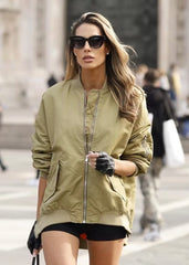 Classic Oversized Flight Jacket – Women's Street Style Essential