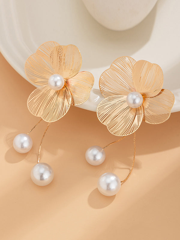 Flower Shape Tasseled Drop Earrings