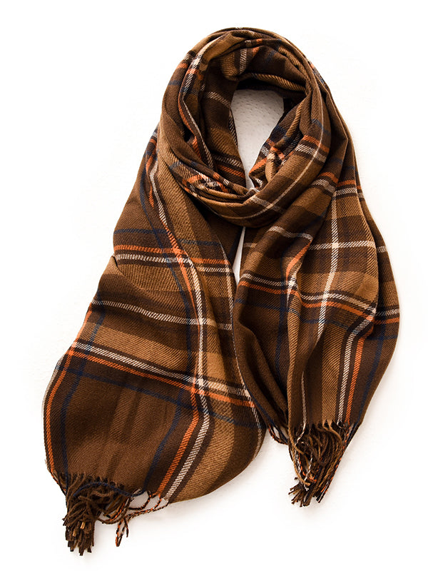 Plaid Tasseled Shawl&Scarf