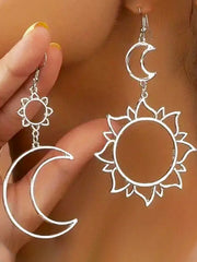 Hollow Solid Color Sun&Moon Tasseled Eardrop Accessories