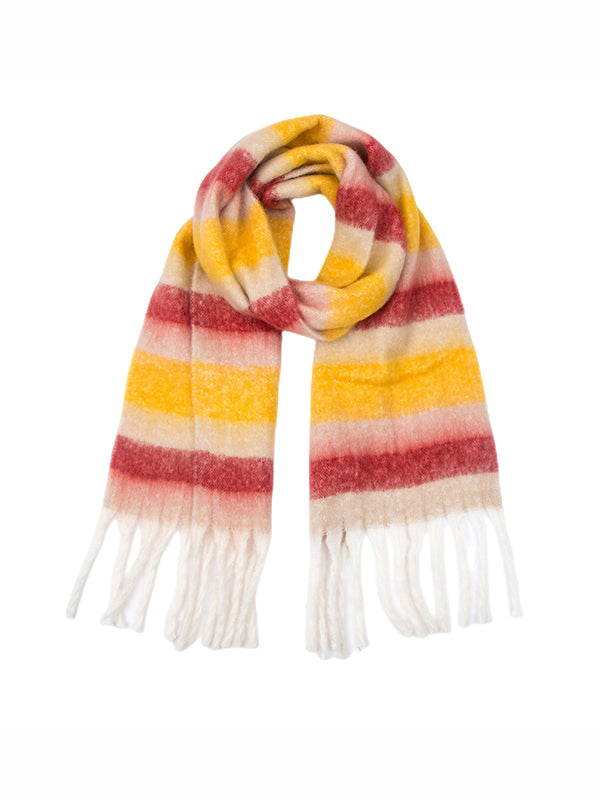 Thick Keep Warm Striped Tasseled Shawl&Scarf