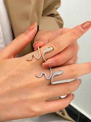 Rhinestone Snake Shape Solid Color Rings Accessories