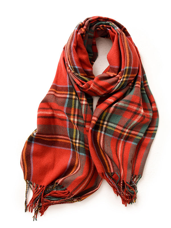 Plaid Tasseled Shawl&Scarf