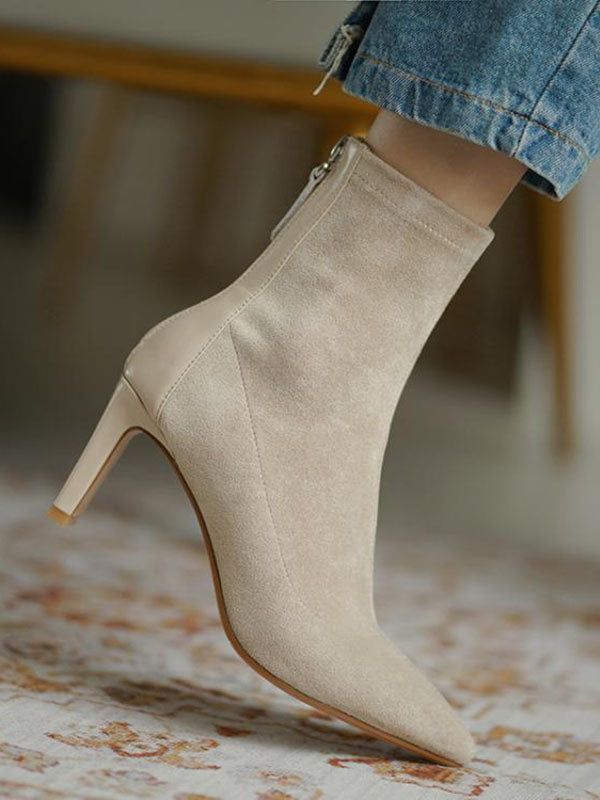 Pointed-Toe Split-Joint Zipper Boots Sock Boots