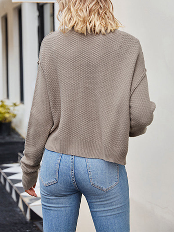 Long Sleeves Loose Split-Joint Round-Neck Cardigan Tops