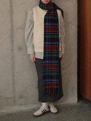 Keep Warm Plaid Tasseled Scarf