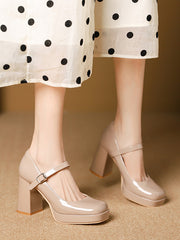 Shallow Cut Square-Toe Mary Janes Pumps