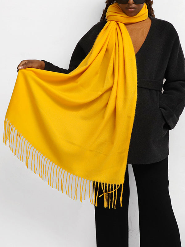 Solid Color Tasseled Shawl&Scarf