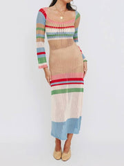 Ruth Crochet Strip Colorblock Maxi Dress