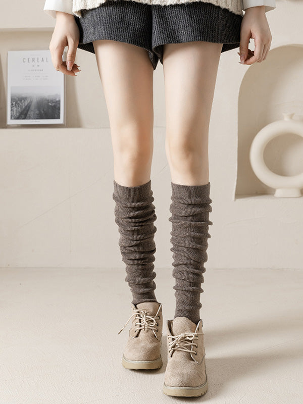 Wool Solid Color Leg Warmers Accessories