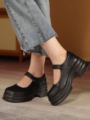 Belt Buckle Mary Janes Platform Shoes