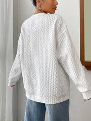 Drop Shoulder Cable Textured Pullover