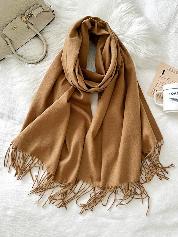 Solid Color Tasseled Shawl&Scarf