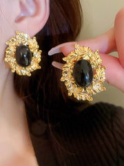 Flower Shape Geometric Rhine Stones Earrings Accessories