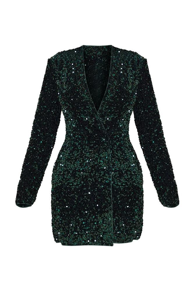 Yedda V-neck Sequins Blazer Mini Dress