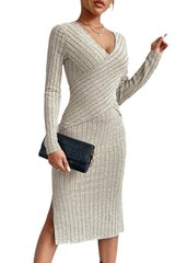 Chic Elegance High-Waist Ribbed Dress