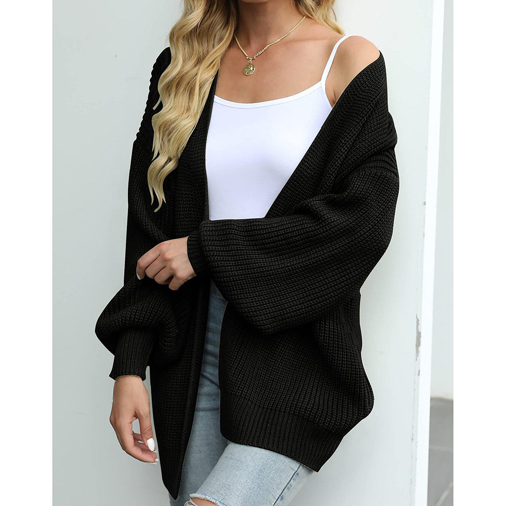 Thick Needle Knitted Sweater Cardigan With Pocket