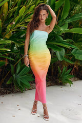 Jean Rainbow Sequins Tube Maxi Dress