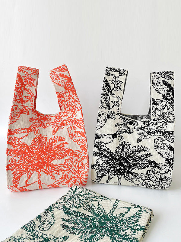 Contrast Color Printed Woven Bags Handbags