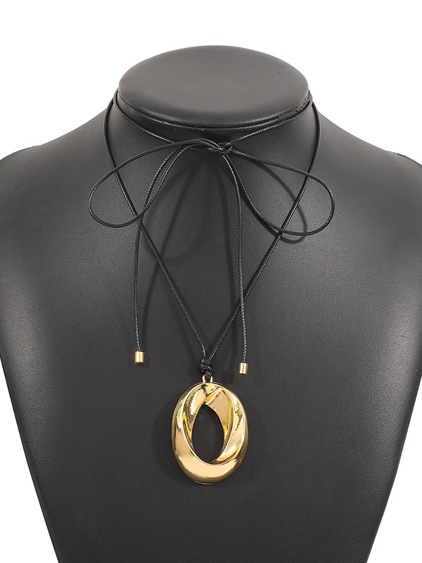 Adjustable Geometric Hollow Solid Color Necklaces Accessories