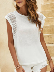 Lace Cut Out Sleeveless T-shirt