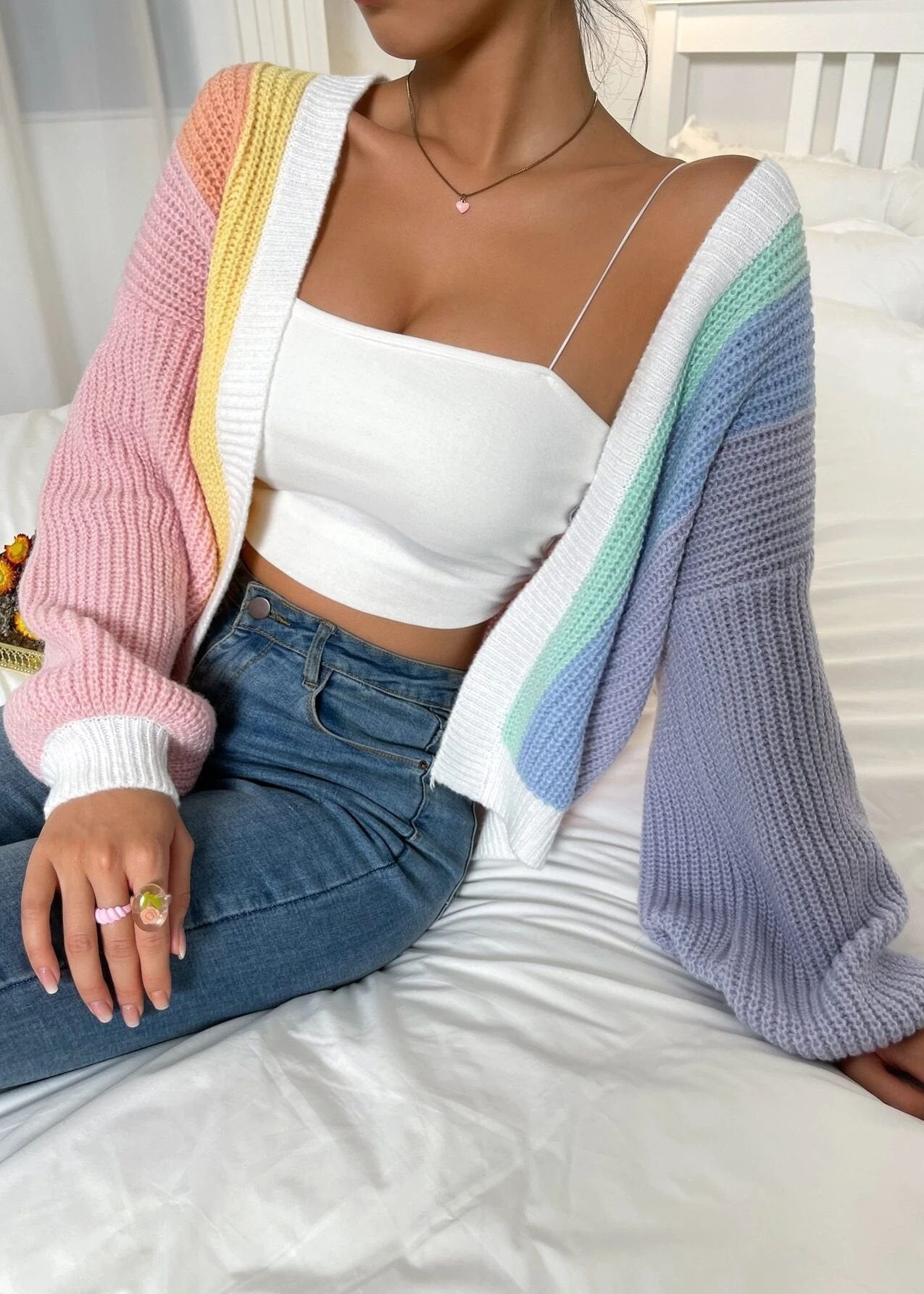 Colorblock Open Front Patchwork Cardigan