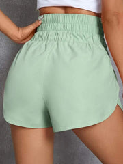 High Waisted Loose Elasticity Solid Color Split-Joint Shorts Bottoms