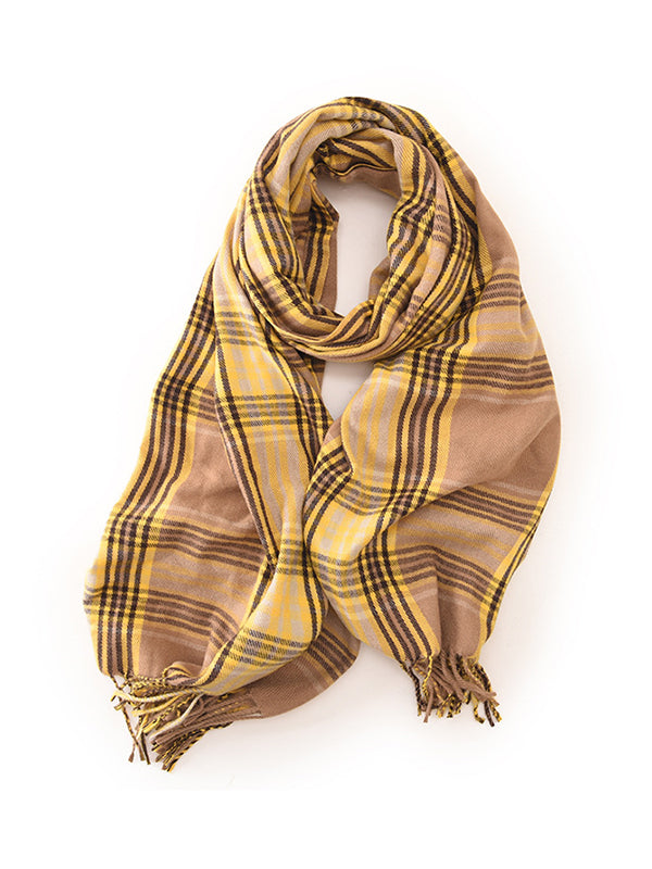 Keep Warm Plaid Tasseled Shawl&Scarf