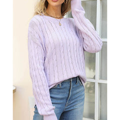 Round Neck Fried Dough Twists Pullover For Women