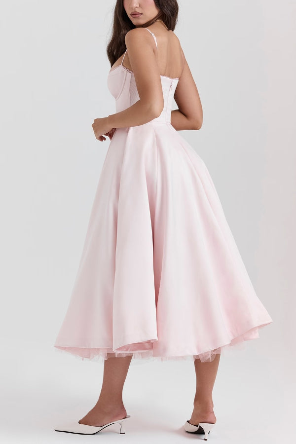 Suspender V-Neck Sleeveless Tutu Maxi Dress